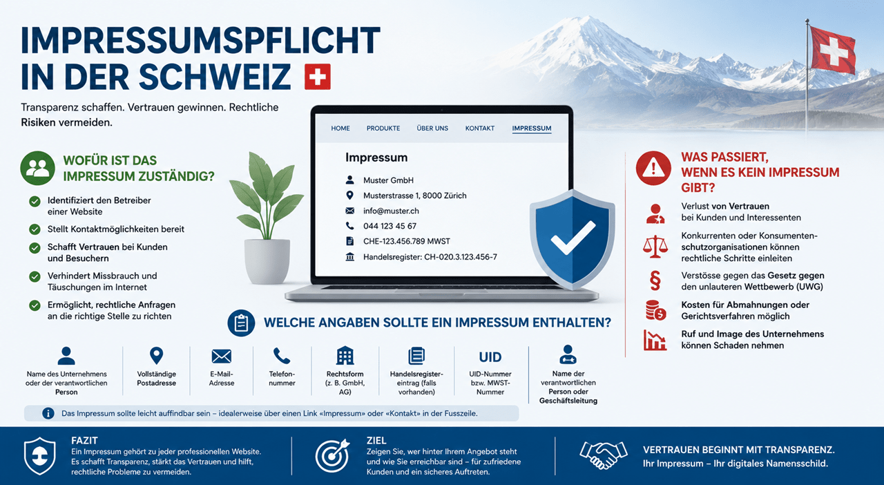 Impressumspflicht in der Schweiz – einfach erklärt Warum braucht eine Website ein Impressum?