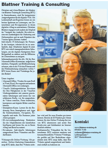 Zeitungsbericht Elgger/Aadorfer Zeitung 16. Juli 2024