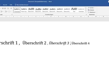 Microsoft Word-Tipp: Überschrift 3 und 4 wieder nutzbar machen